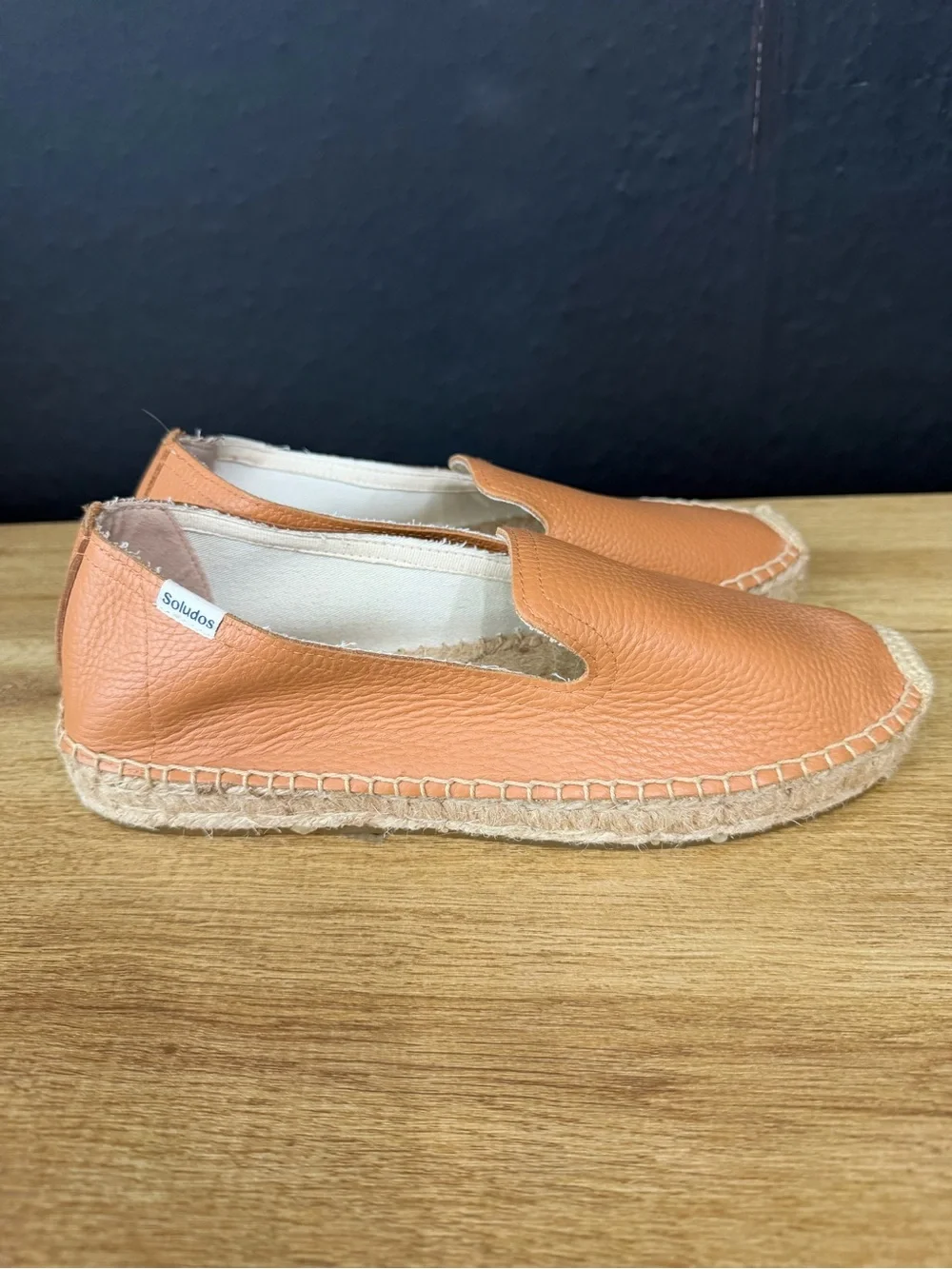 Soludos Kids Tan-Orange Leather Slip-On Espadrilles